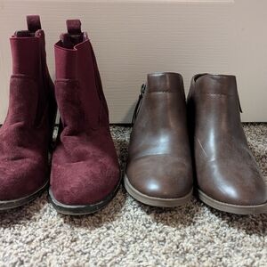 1st Kiss Red and Time & Tru Brown Ankle Boots Bundle